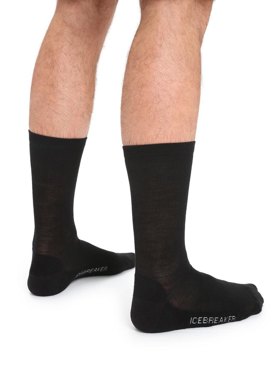 Men's Icebreaker Merino Lifestyle Light Crew Socks Black | CA 1899BEXC